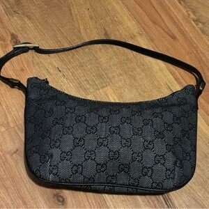 Vintage GG Print Dark Grey Shoulder Bag